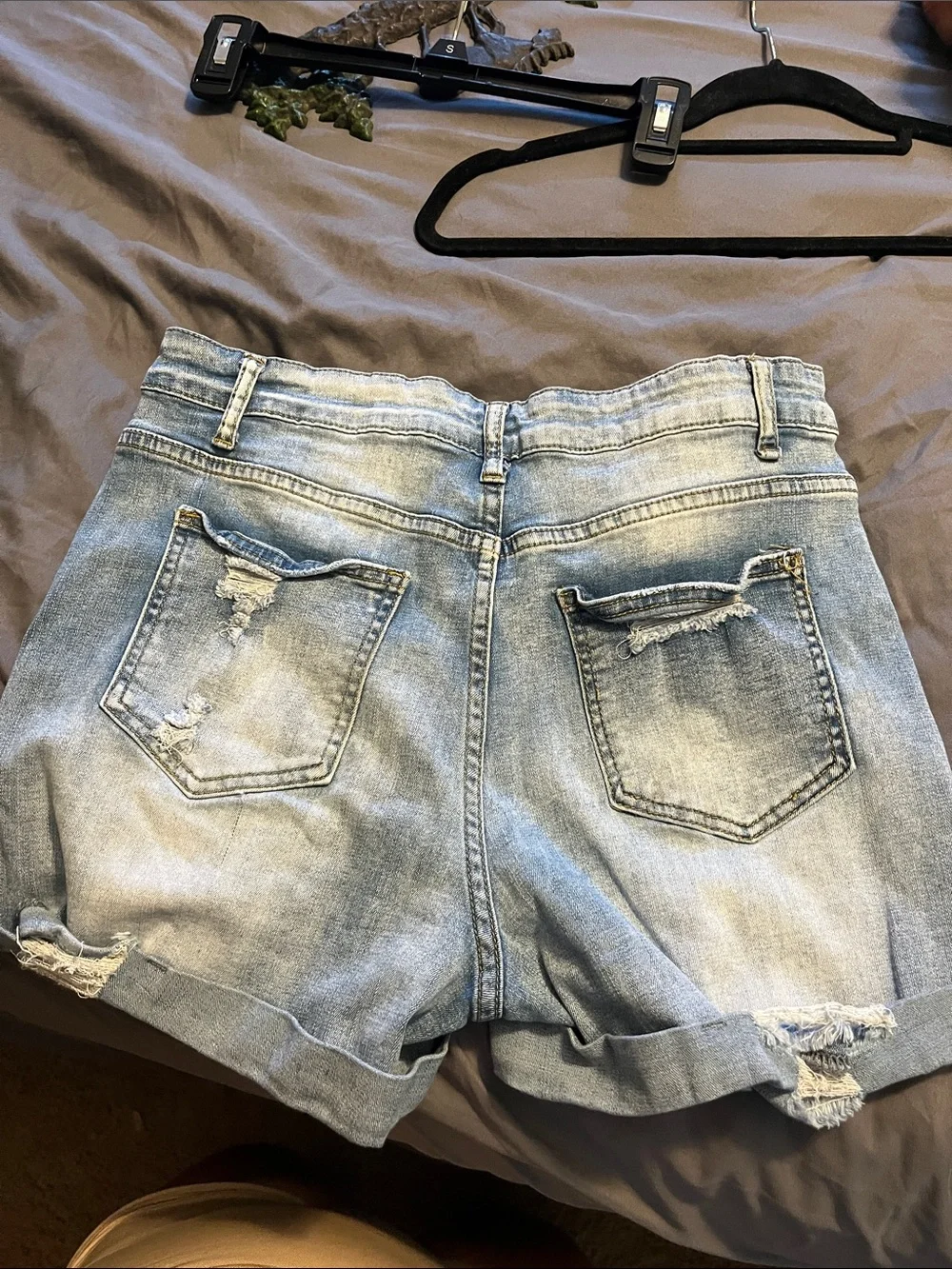 Light Wash Distressed Denim Shorts